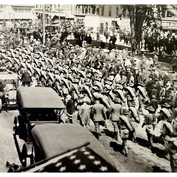 RPPC Military March Postcard c1910s WW1 Unknown Location NYC Unposted #1 DWS5C - Picture 1 of 3